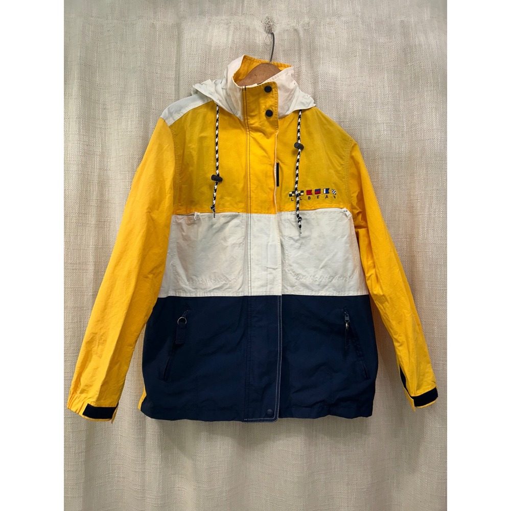 Vintage L.L. Bean Womens Reg Small Sailing Rain Jacket Windbreaker Color block